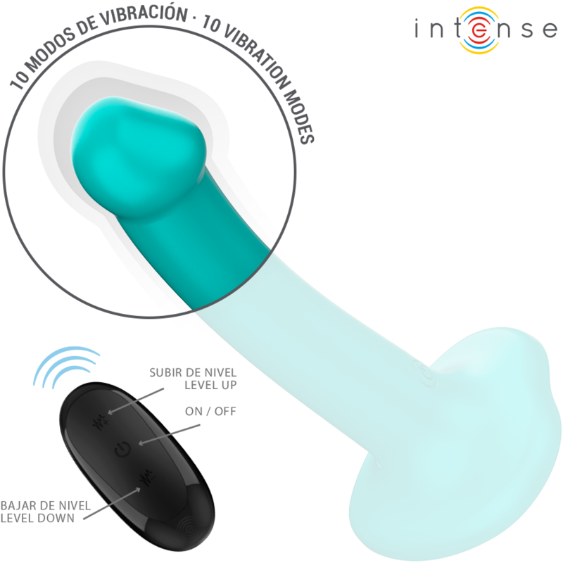 Intense - Katie Vibrador Con Ventosa 10 Vibraciones Azul Oscuro Control Remoto