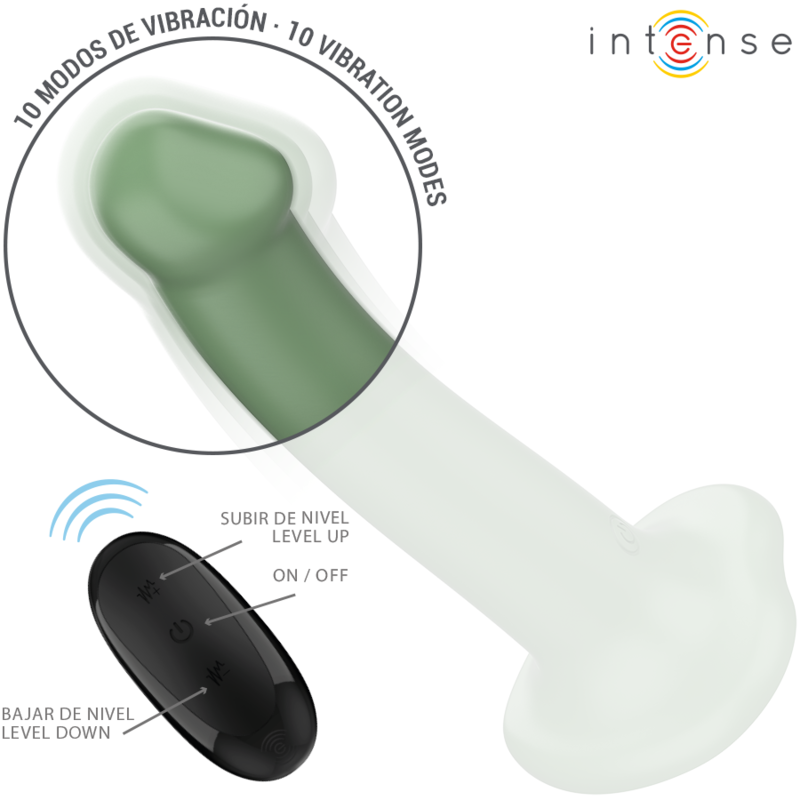 Intense - Becca Vibrador Con Ventosa 10 Vibraciones Verde Control Remoto