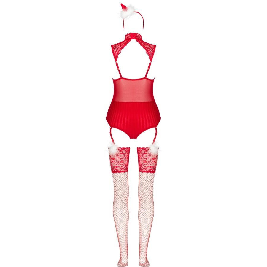 Livco Corsetti Fashion - Limpid Snowflakes Lc 90604 Body + Medias + Diadema Navideña S/m
