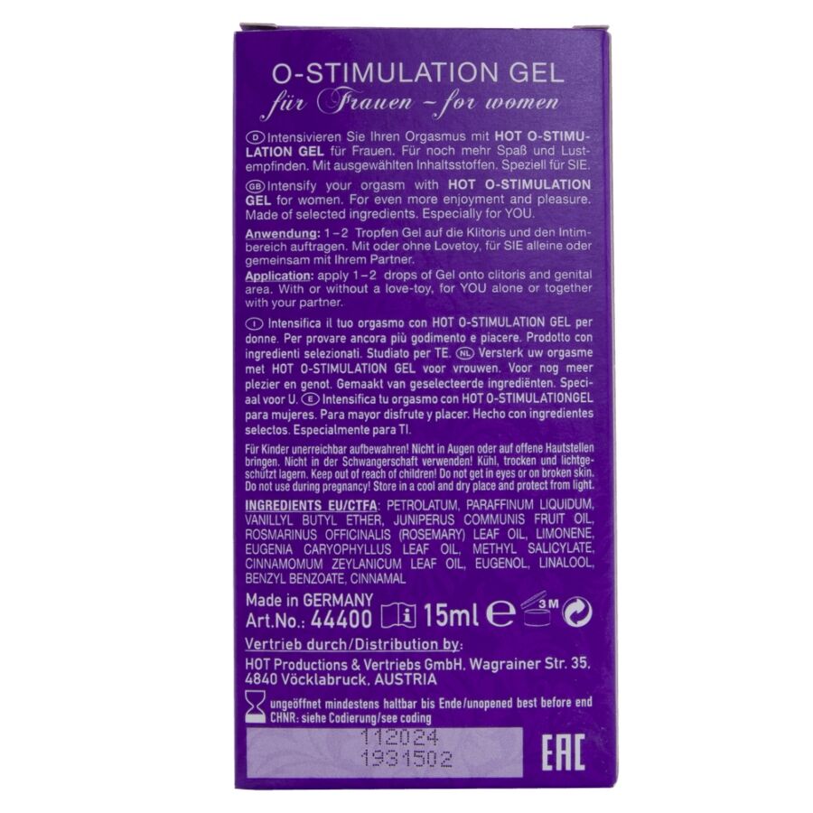 Hot - Gel O-stimulation Para Mujer 15 Ml