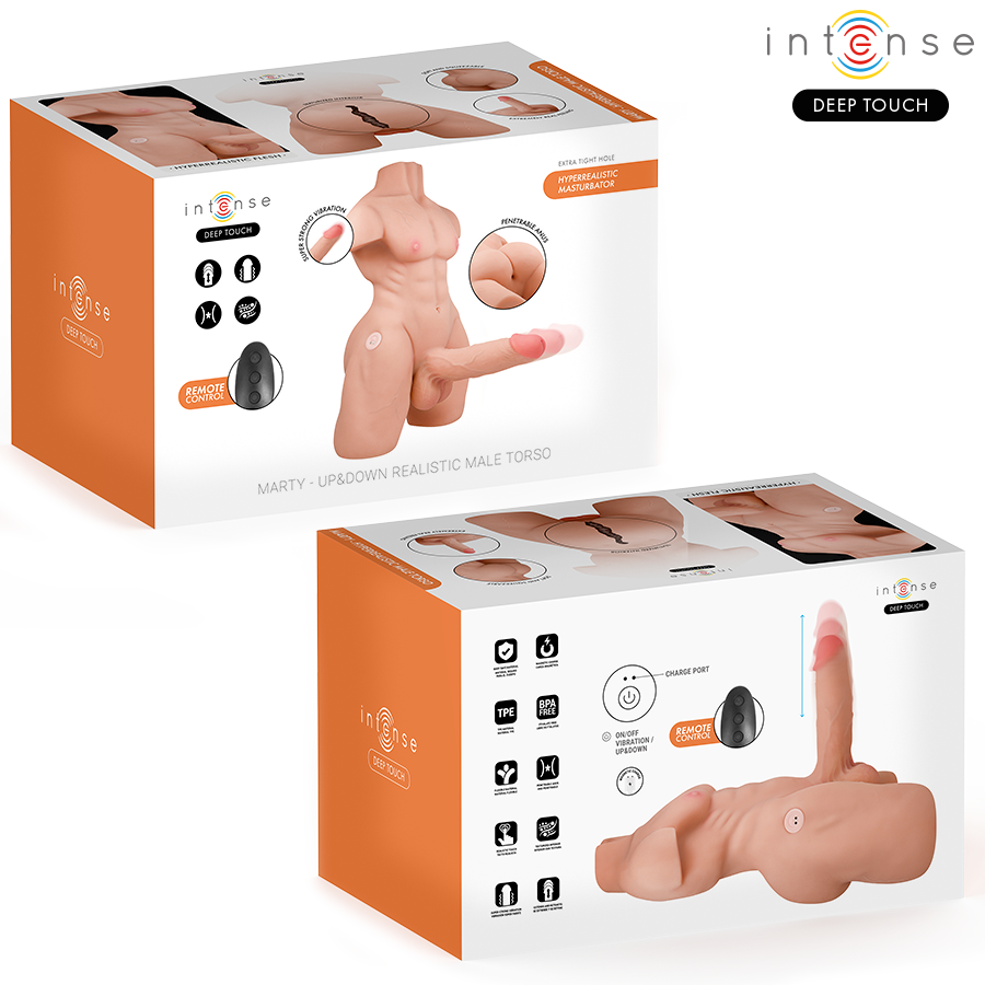 Intense Deep Touch - Marty Torso Con Ano Y Dildo Realístico Con Empuje Y Vibración Control Remoto 6.2 Kg