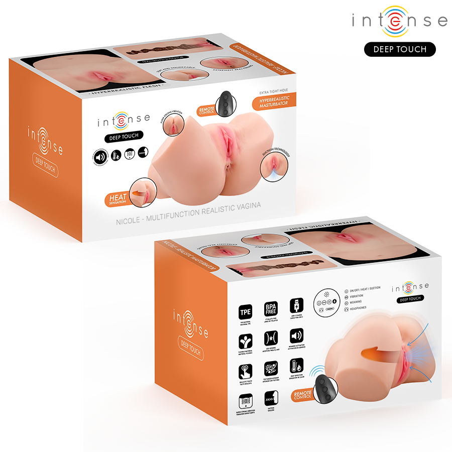Intense Deep Touch - Nicole Masturbador Vagina Con Efecto Succión, Calor, Vibración Y Voz Con Control Remoto 5.3 Kg