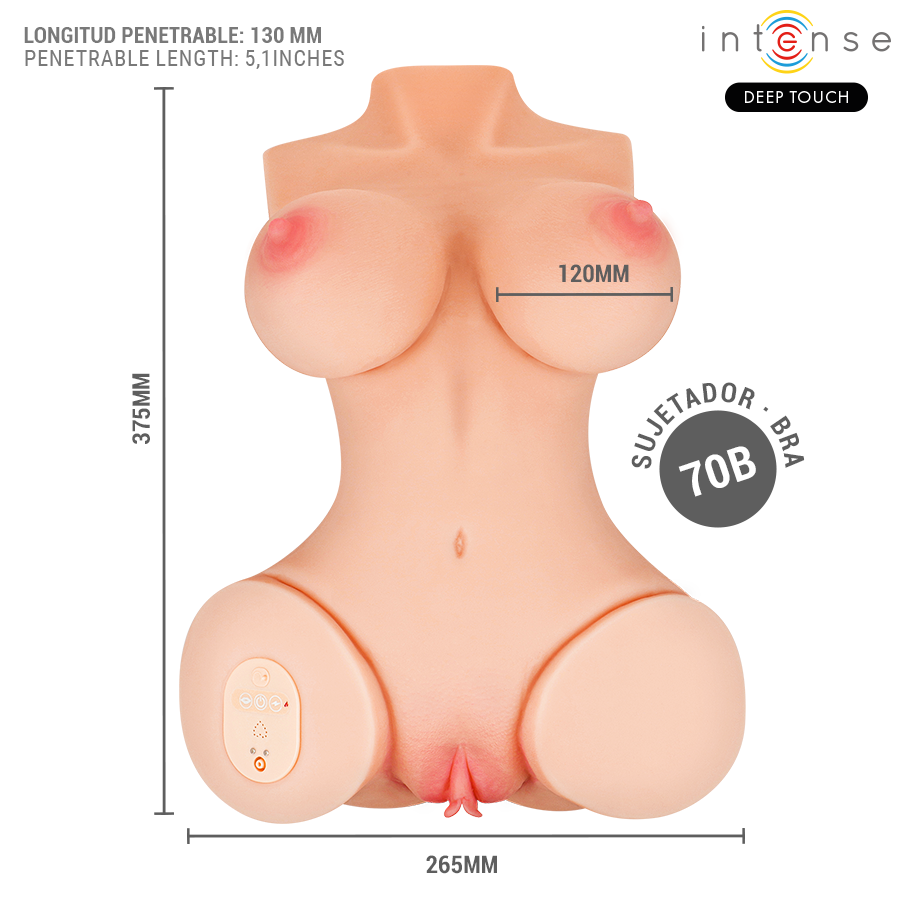 Intense Deep Touch - Vero Torso Vagina Con Efecto Succión, Calor, Vibración Y Voz 5.5 Kg