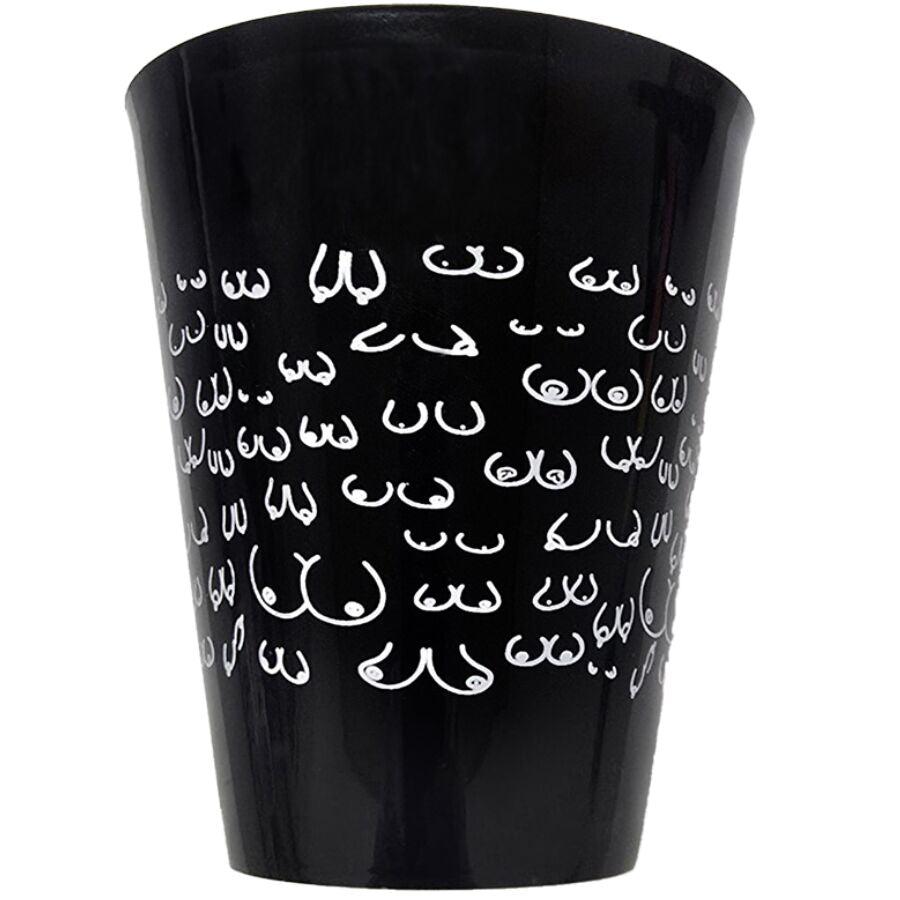 Diablo Picante - Vaso Negro 500 Ml Con Tetas Blancas