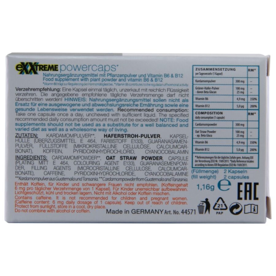 Hot - Exxtreme Power Cápsulas Hombre 2 Unidades