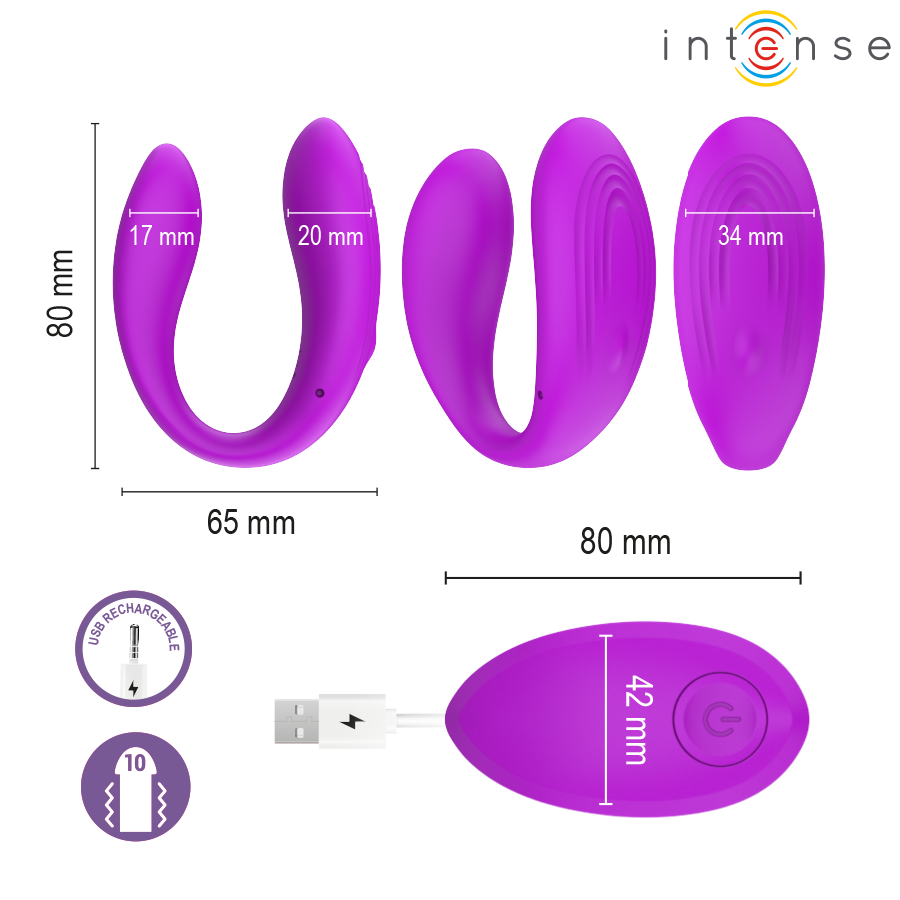 Intense - Nora Estimulador De Pinza Con Vibración Morado