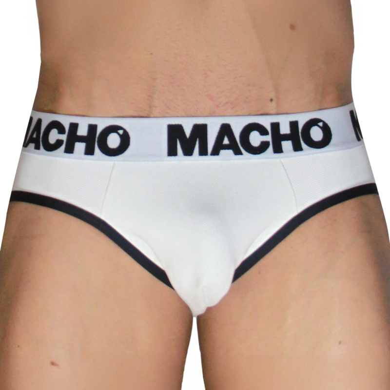 Macho - Mch006 Slip Clásico Blanco + Negro M