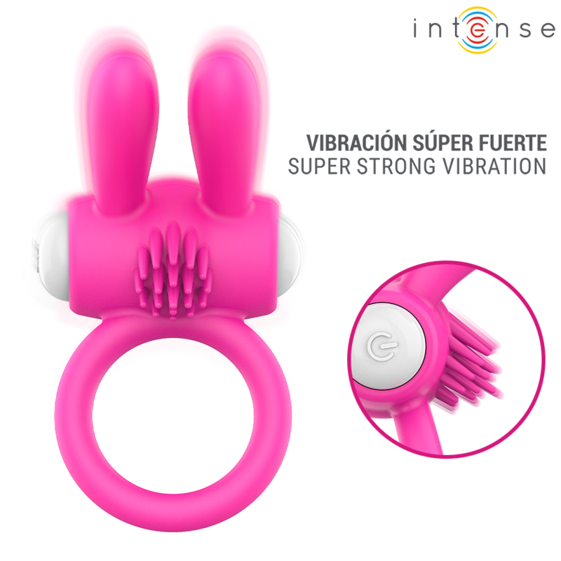 Intense - Hopps Anillo Para Pene Vibrador Con Estimulación Clitoriana Rosa