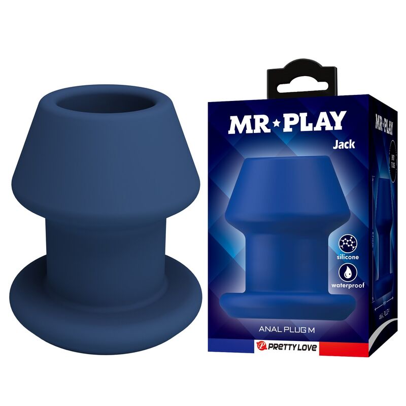 Mr Play - Jack Plug Anal Hueco Silicona Azul Talla M