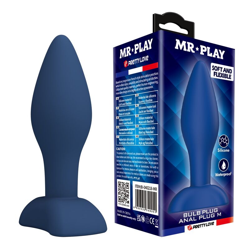 Mr Play - Plug Anal Cónico Silicona Azul M