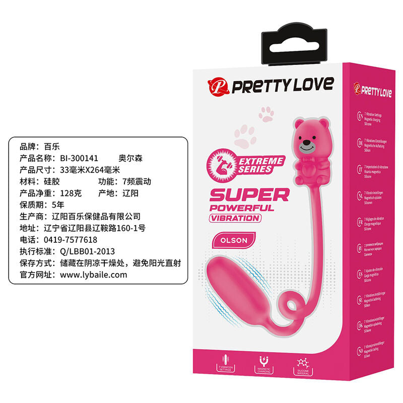 Pretty Love - Olson Huevo Vibrador Con Mando Por Cable Recargable Rosa