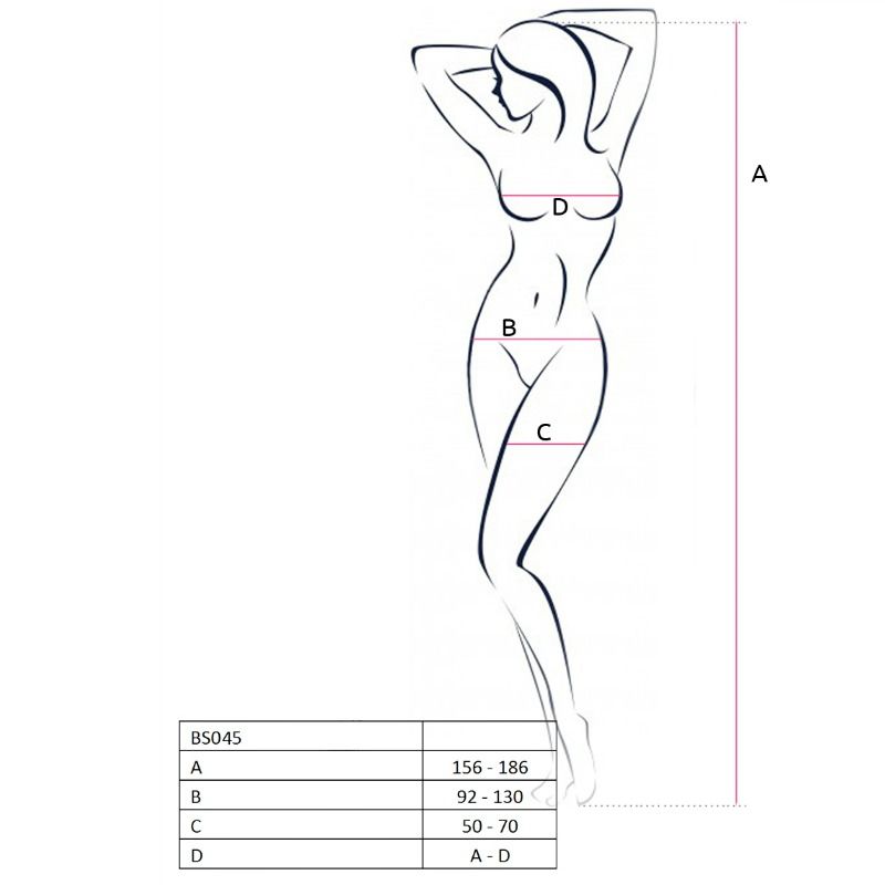 Passion - Woman Bs045 Bodystocking Negro Talla Unica