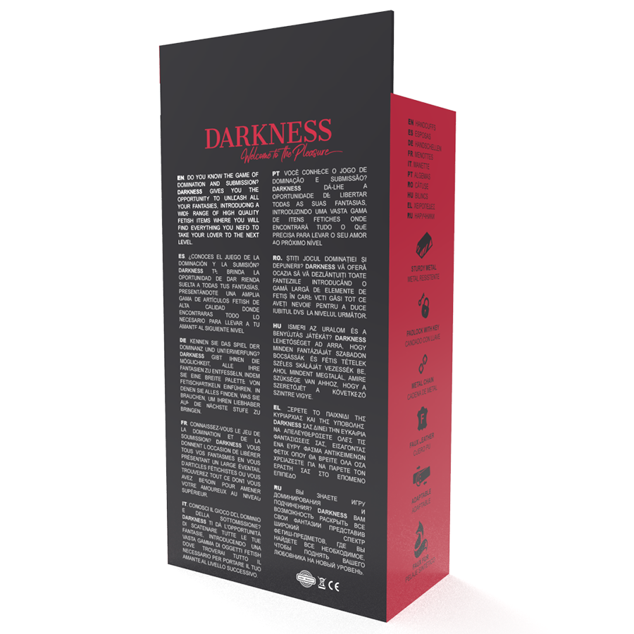 Darkness - Esposas Cuero Ajustables Manos Negro Con Candado
