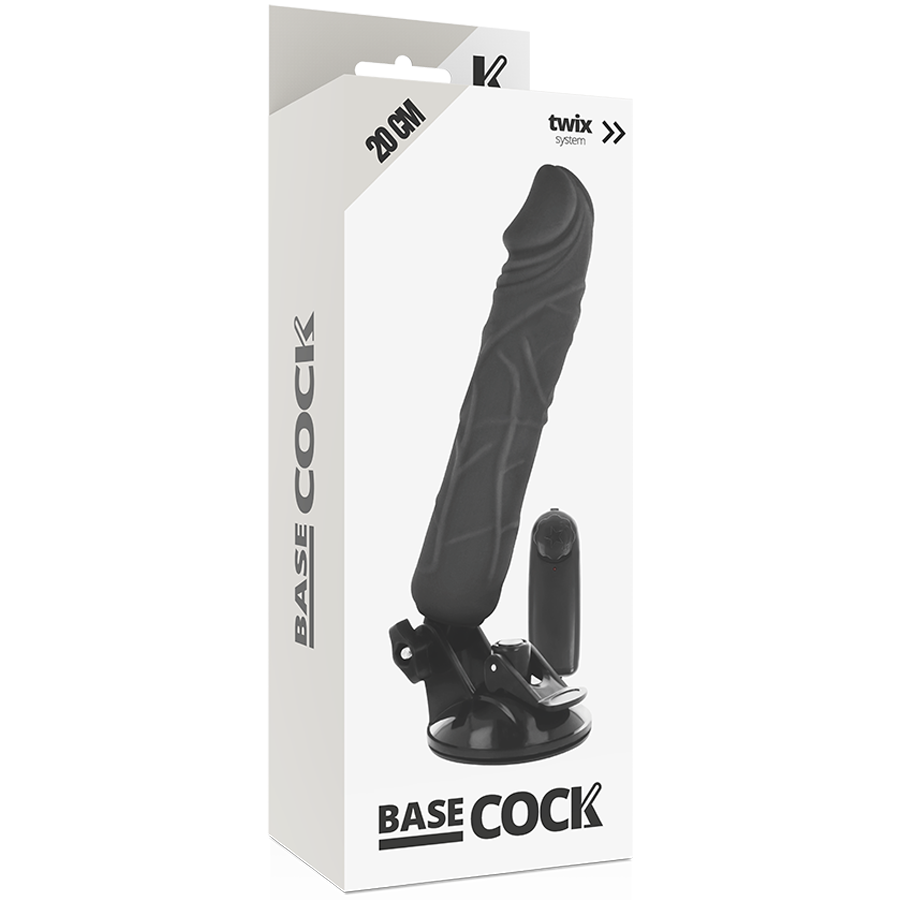 Basecock - Vibrador Realistico Control Remoto Negro 20 Cm -O- 4 Cm
