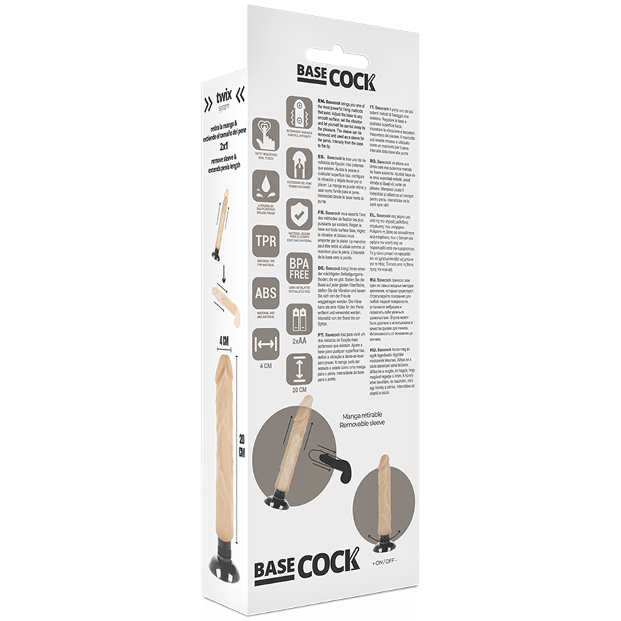 Basecock - Vibrador Realístico 2-1 Natural 20 Cm -o- 4 Cm