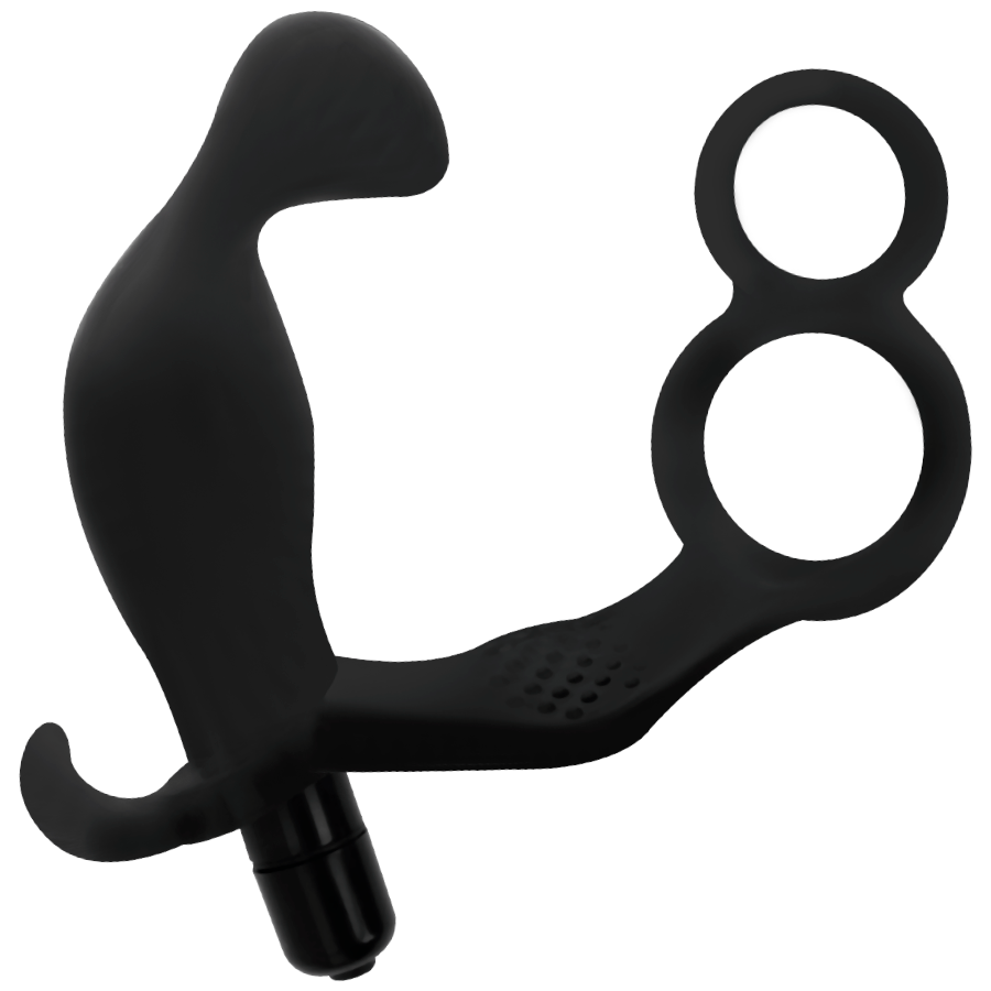 Addicted Toys - Plug Anal Con Anilla Doble Pene Y Testiculos Negro