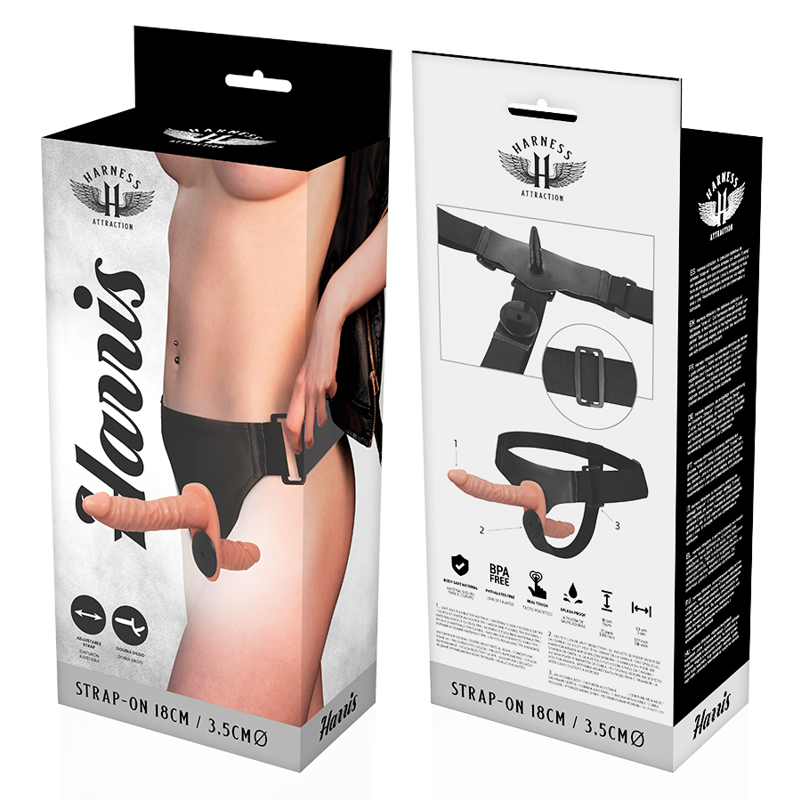 Harness Attraction - Harris Doble Penetración Con Vibracion 18 Cm -O- 3.5 Cm