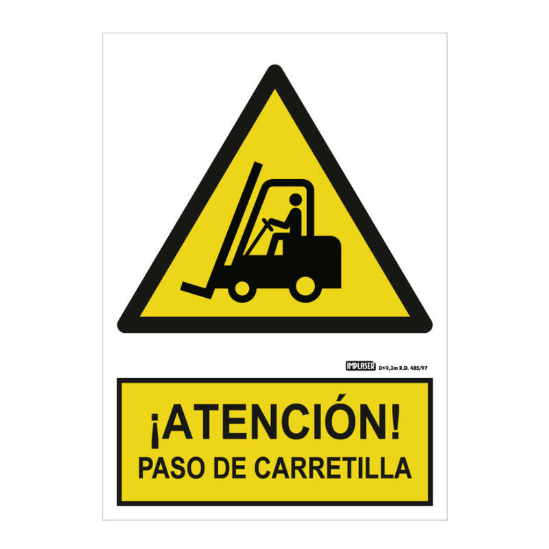Implaser Ad07-A4 Señal Atención Paso De Carretilla 29,7x21cm