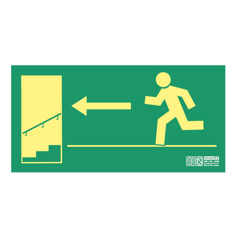 Implaser Ev259l Señal Salida Bajada Escalera Izquierda Clase A 32x16cm