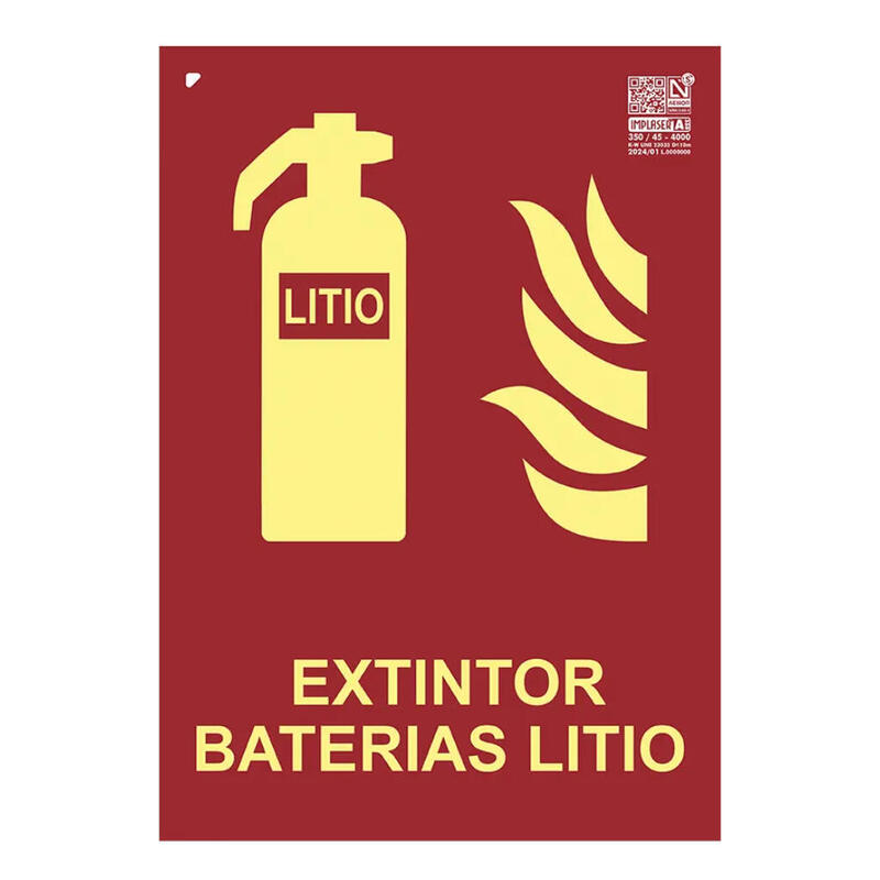 Implaser Ex233l-A4 Señal Extintor Baterías Litio Clase A 29,7x21cm