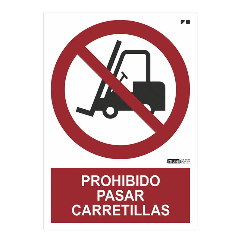 Implaser Pr06-A4 Señal Prohibido Pasar Carretillas 29,7x21cm
