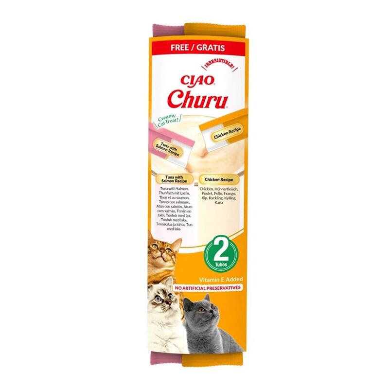 Inaba Churu Tuna And Chicken Recipe - Goma Para Gatos - 2x14g