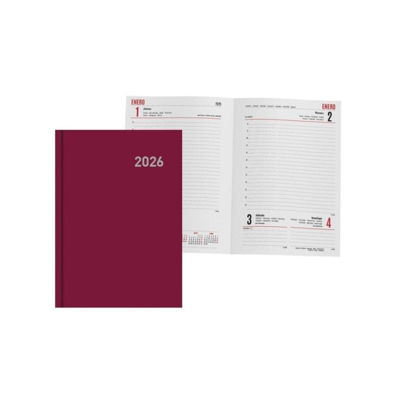 Ingraf Paris Agenda Anual - Dia Pagina - Viernes, Sabado Y Domingo Misma Pagina - Tamaã±O 15x21cm - Burdeos