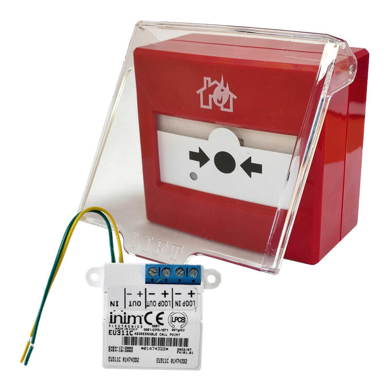 Inim Pfl-I-311c Pulsador Convencional Rearmable Con Base Baja, Led Indicador Y Aislador