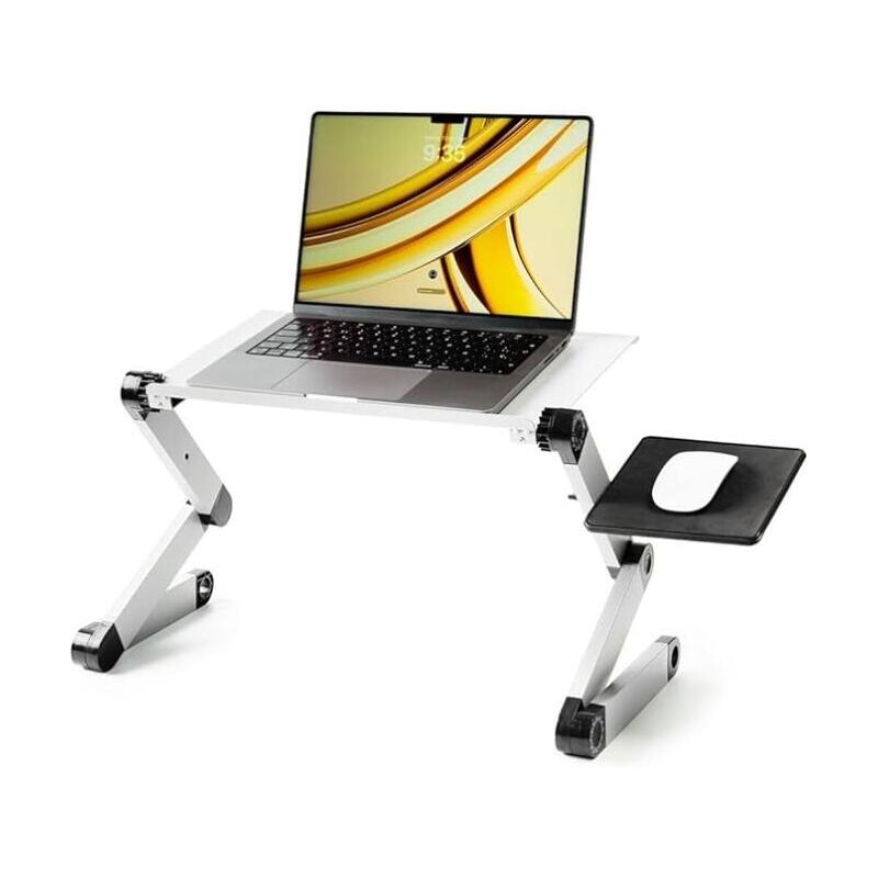 Innovagoods Omnible Mesa Ajustable Multiposicion Para Portatil De Aluminio - Plegable - Soporta Hasta 15kg - Bandeja