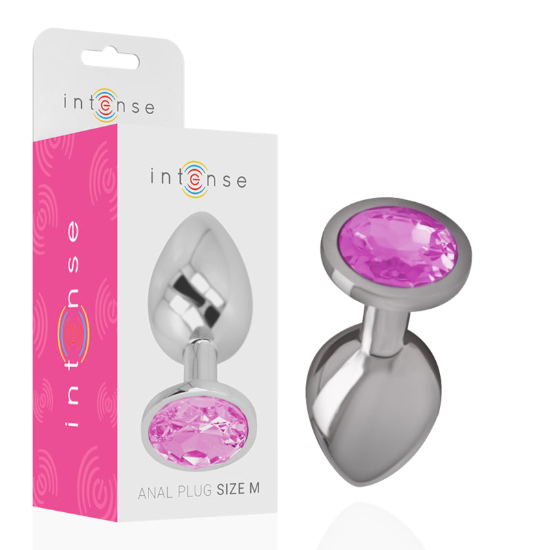 Intense - Plug Anal Metal Con Cristal Rosa Talla M