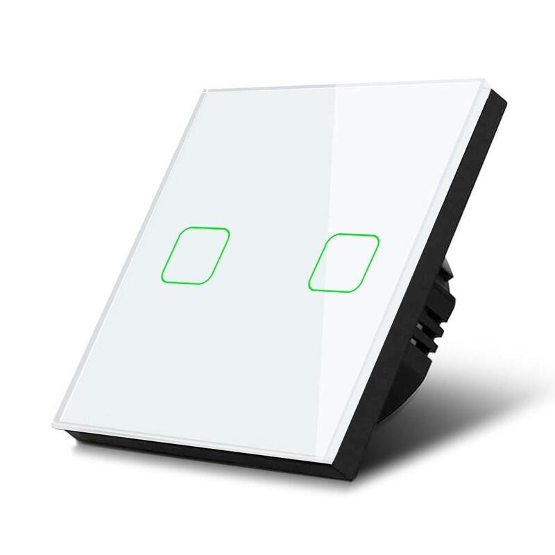 Interruptor De Luz Táctil, Doble, Vidrio, Blanco Con Botón Cuadrado, Dimensiones 86x86 Mm, Con Iluminación De Botón Maclean Energy Mce703w,