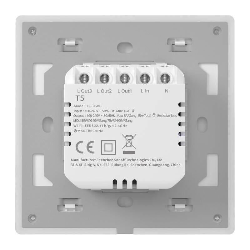 Interruptor Sonoff Tx T5 3c 3 Botones Táctil Blanco Inteligente De Pared Wi-Fi