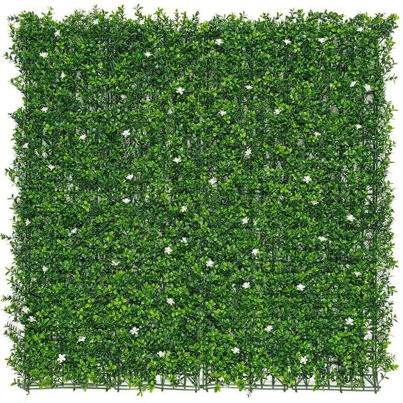 Jardín Vertical Color Verde Con Flores De Jazmín 50 X 50 Cm, 4 Uds
