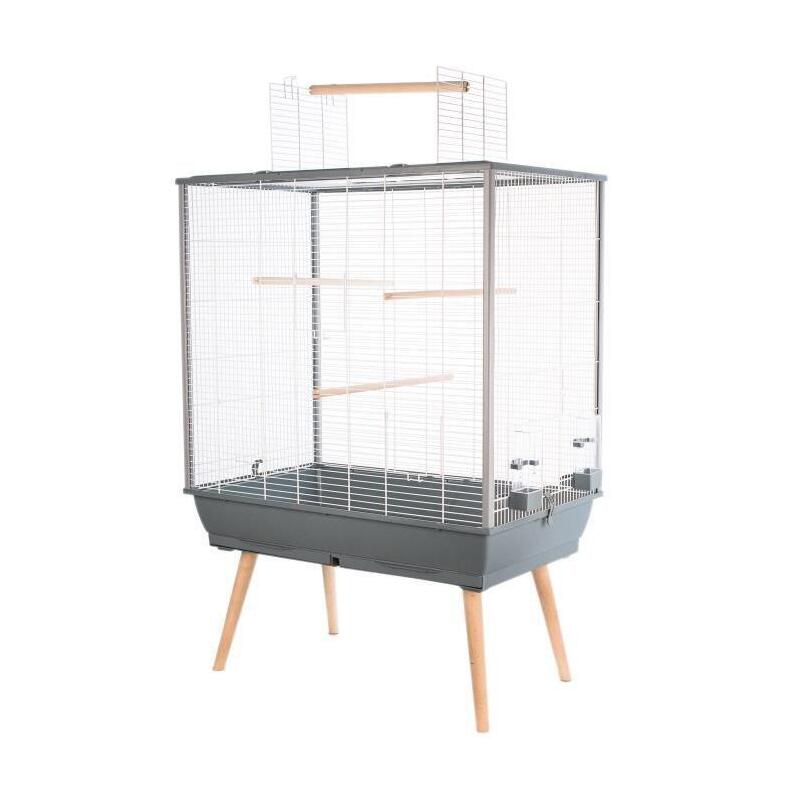 Jaula Elevada Para Pájaros Zolux Neo Jili - An 78 X P 47,5 X Al 112 Cm - Gris