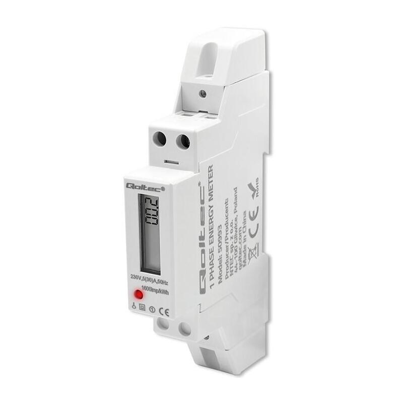 Jednofazowy Elektroniczny Licznik Miernik Zuzycia Energii Na Szyne Din 230v 30a Lcd 1p