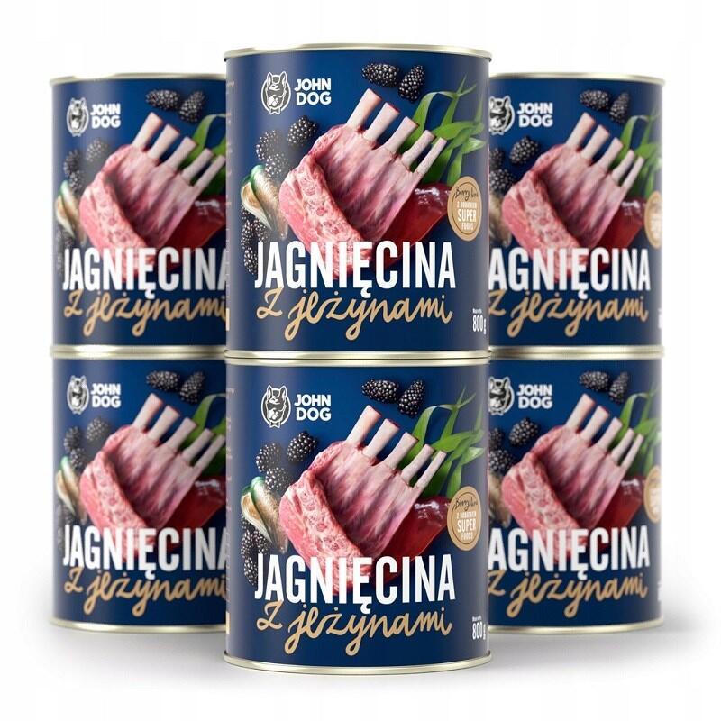 John Dog Berry Adult Lamb With Blackberries - Comida Húmeda Para Perros - 6 X 800 G