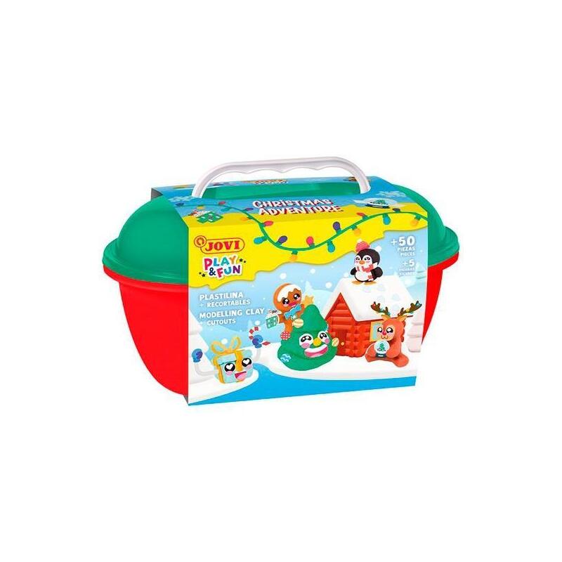 Jovi Cofre Play&Fun 24 Pastillas Plastilina 15gr + Moldeadores + Recortables Navidad