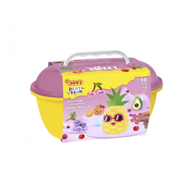 Jovi Play & Fun Cofre Sweet Con 24 Barras De Plastilina 15gr + Modeladores + Recortables - Sin Gluten - Base Vegetal -