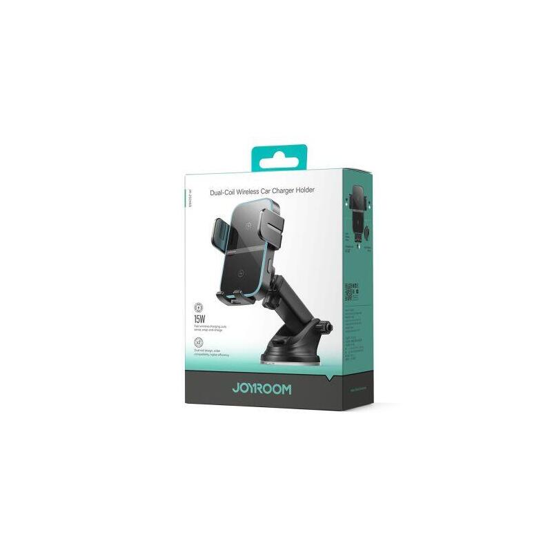 Joyroom Car Mount Magnetic Wireless Charger (Dasboard Version) 4.7 - 6.8 Inch, 15w Max, With Usb To Type-C Cable, Black (Jr-Zs246s)