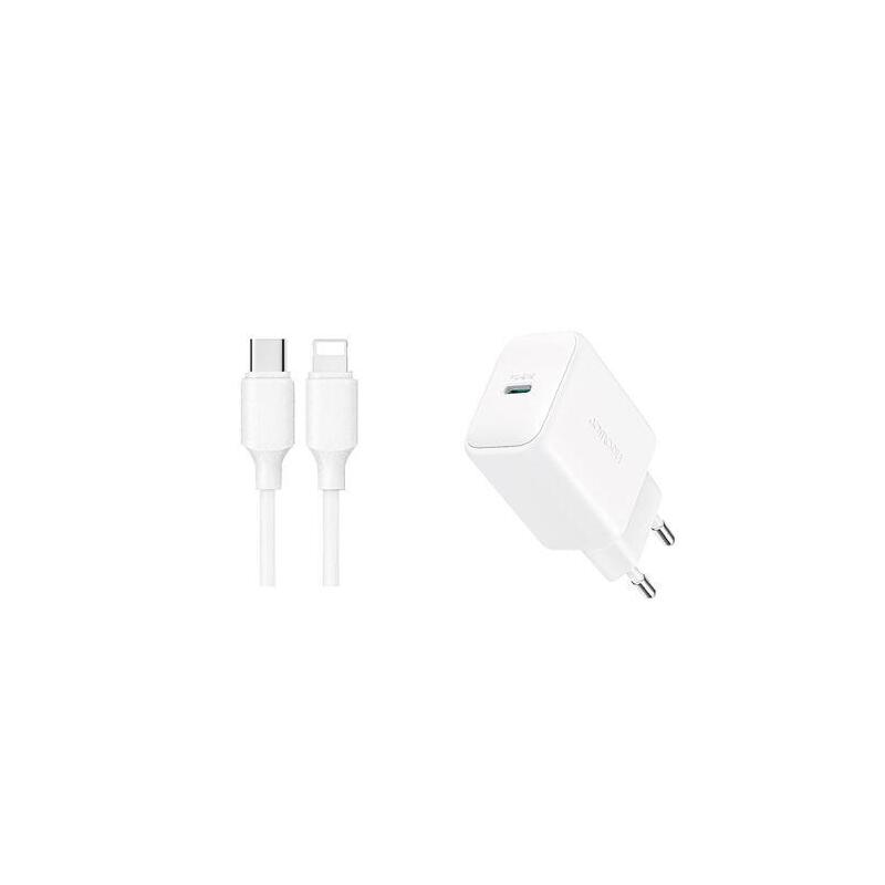 Joyroom Travel Charger Type-C. Pd 20w, Qc 3.0, With Type-C To Lightning Cable (1m), White (Jr-Tcf20)