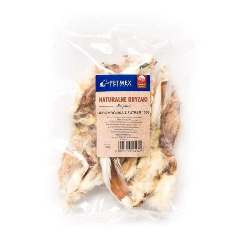 Juguete Masticable Para Perros Petmex Oreja De Conejo Con Pelo 100g