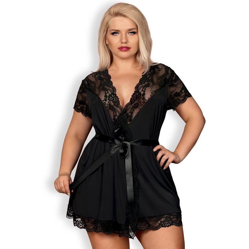 Kimono Con Encaje Negro Talla (Interno):Xxl
