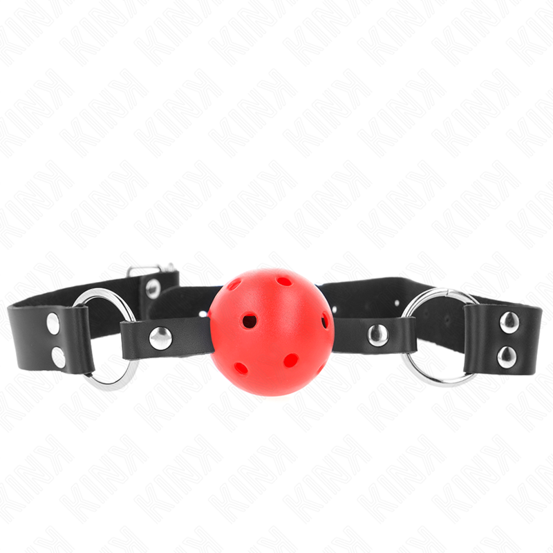 Kink - Mordaza De Bola 4 Cm Transpirable Con Doble Remache Rojo 62 X 2.5 Cm Ajustable 42-58 Cm