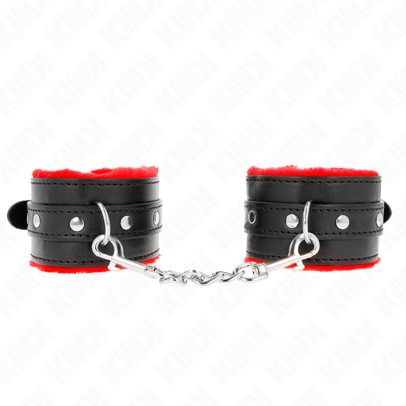 Kink - Muñequeras Forradas Premium Rojo Con Correa Negro Ajustable 17-29 Cm X 6 Cm