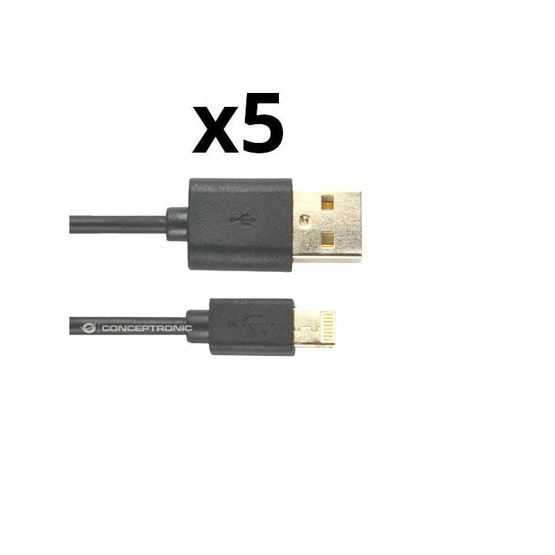 Kit 5 Unidades Cable Lighting Nortess Iphone 5 6/7/8/ X Ipad 1 Metro Color Negro