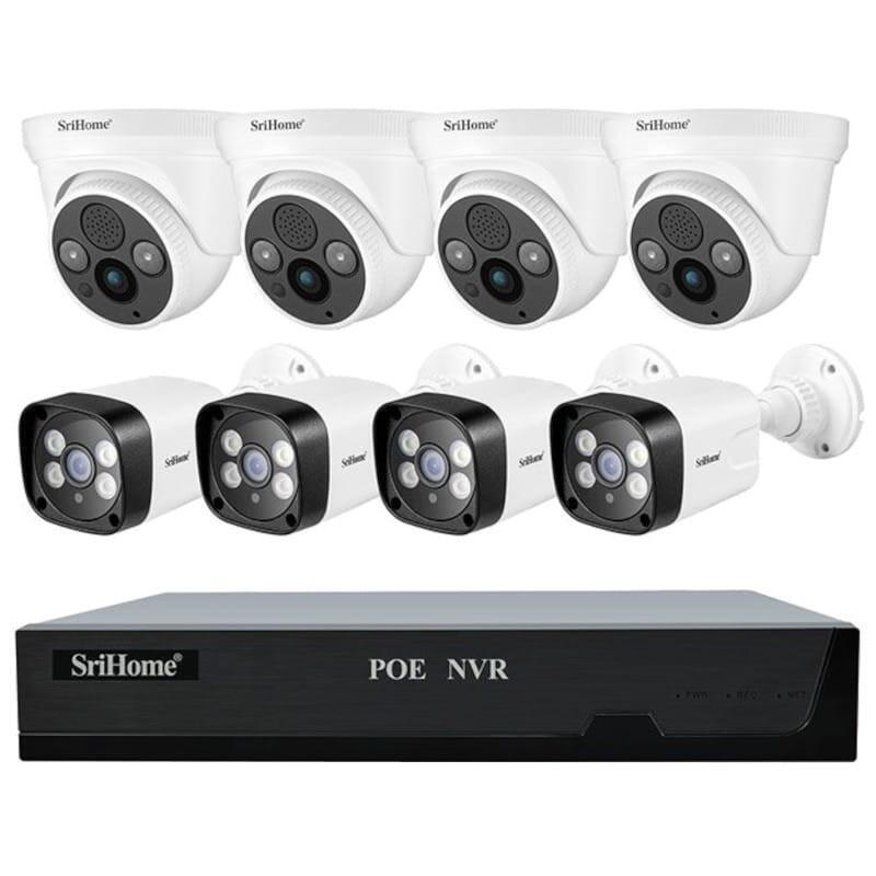 Kit De Videovigilancia Grabador Sricam Nvs005 + 4 Cámaras Sh035b + 4 Cámaras Sh030b
