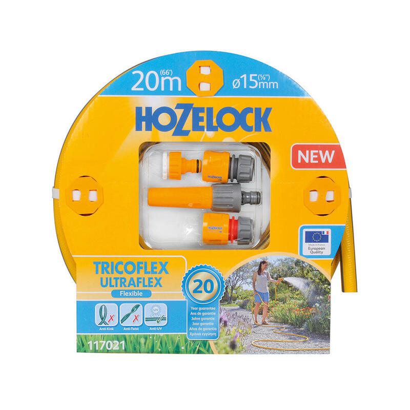 Kit Manguera Tricoflex Ultraflex Ø15mm 20m (Incluye Lanza Y Conectores) 117021 Hozelock