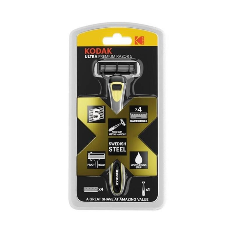 Kodak Ultra Premium Razor 5 Maquinilla Afeitar Mango Metal + 4 Recambios