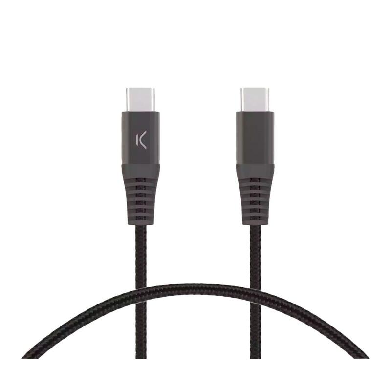 Ksix Bxcucc2t5 Negro Cable De Carga Y Datos 2 Metros Usb-C A Usb-C Carga Ultrarrápida 60w