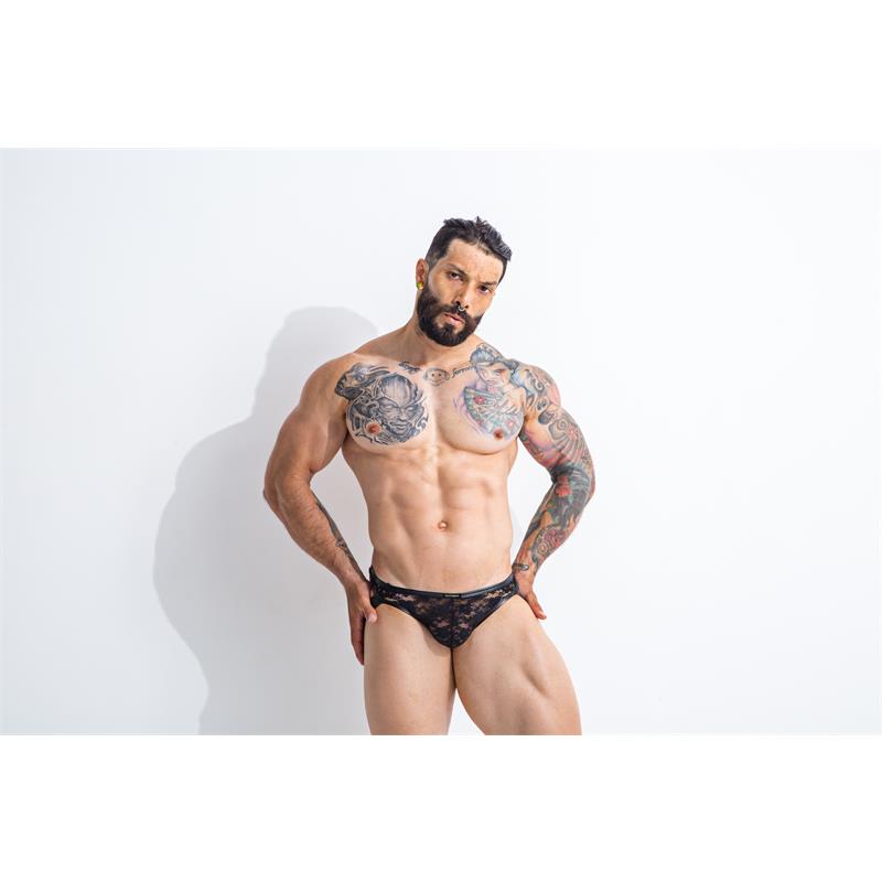 L4ce04 Slip Estilo Suspensorio Con Encaje Talla (Interno):S